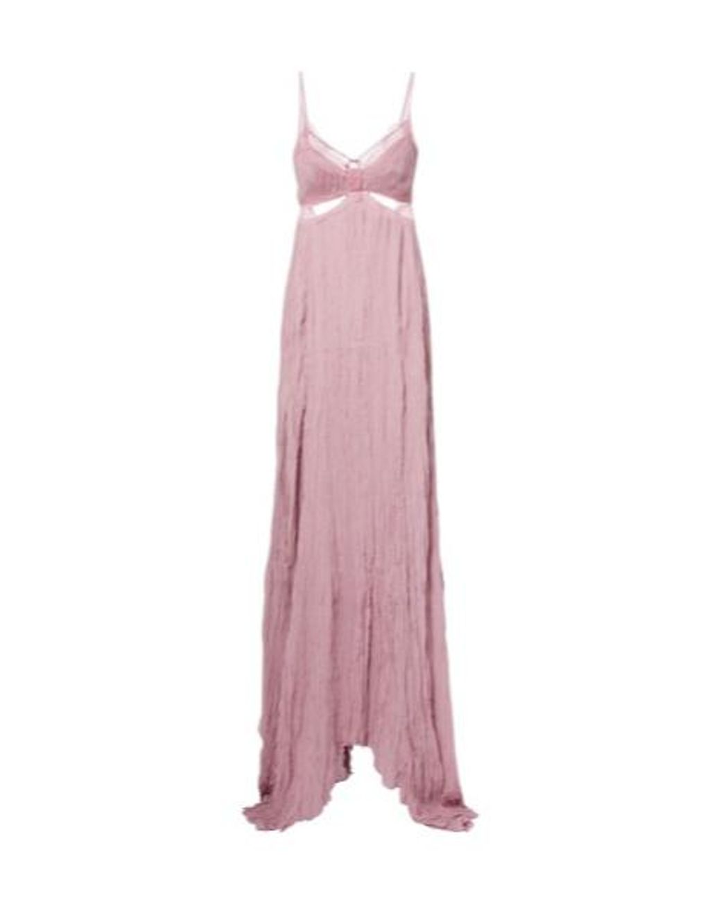 Blumarine Pink Lace-Trimmed Plisse Georgette Gown