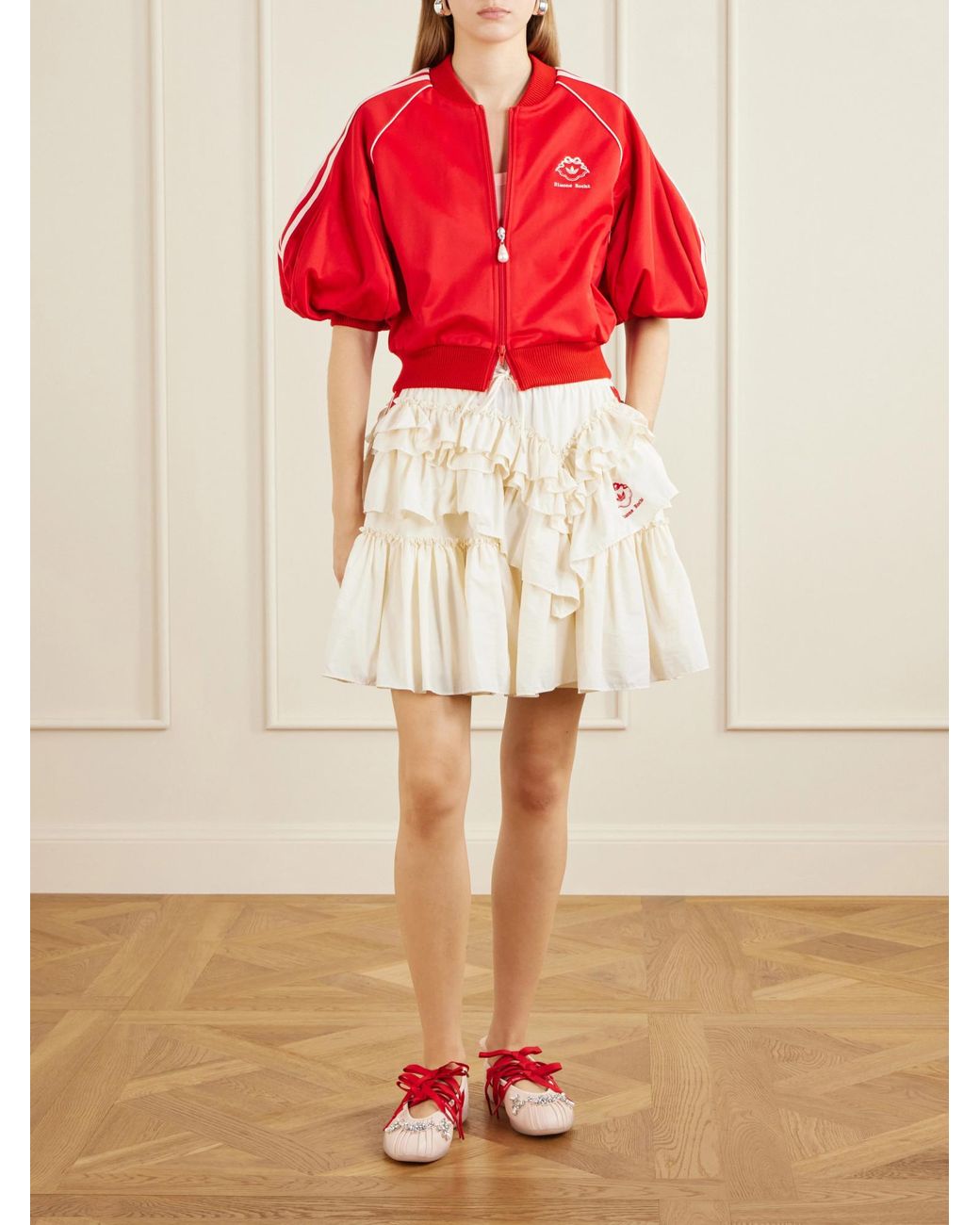 Simone Rocha Red Ribbon Bow Flat Shoes