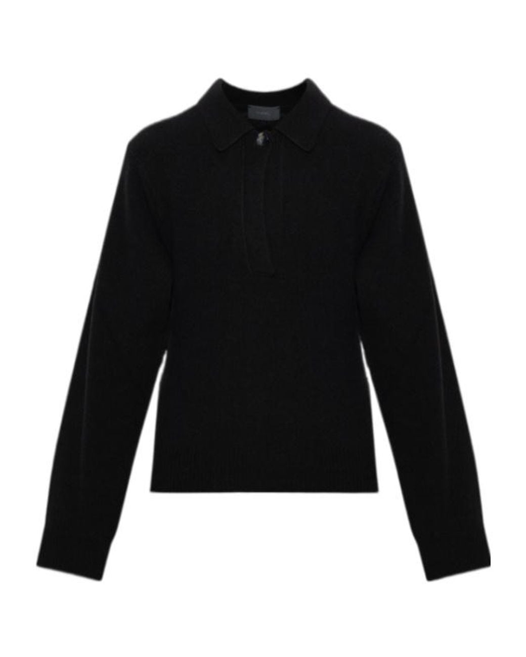 Haikure Black Long Sleeved Knitted Polo Top