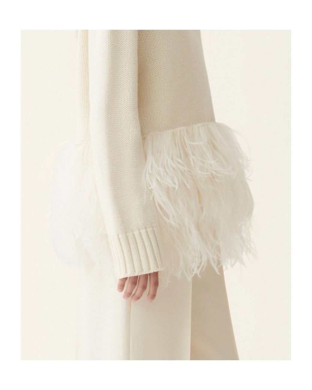 Fabiana Filippi White Feather-Trim Knitted Sweater