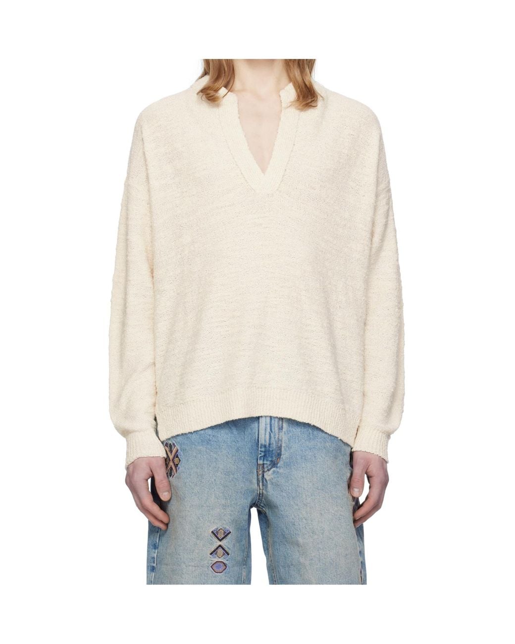 Isabel Marant White Arnold V-Neck Jumper for men