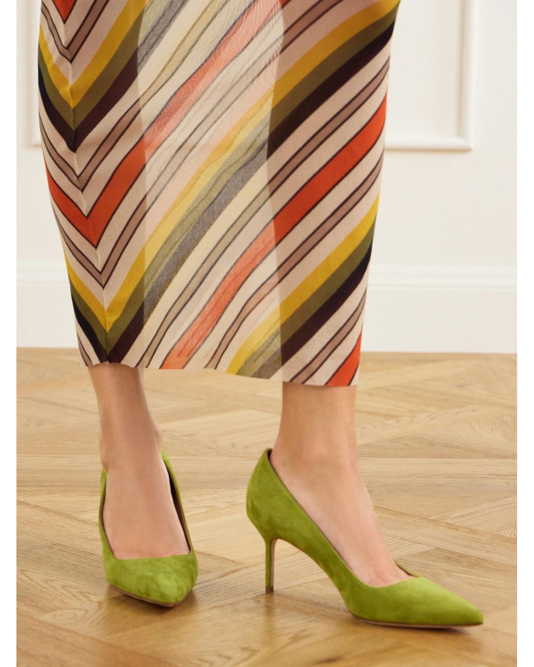 Manolo Blahnik Green Elegant Leather High Heels