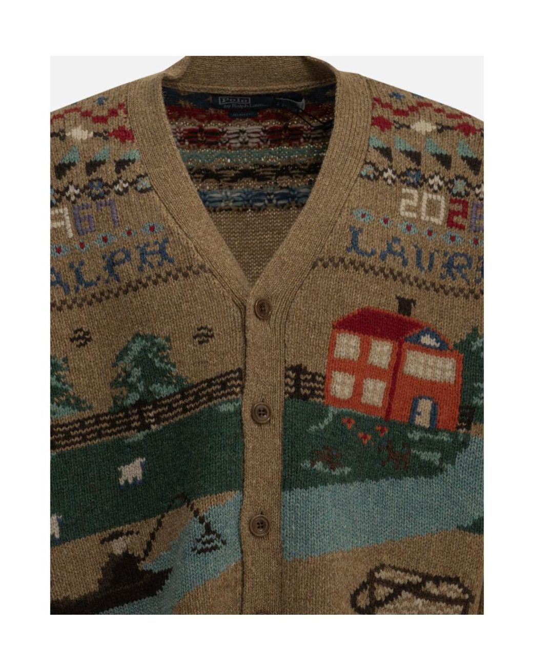 Polo Ralph Lauren Gray Panorama Intarsia Cardigan for men
