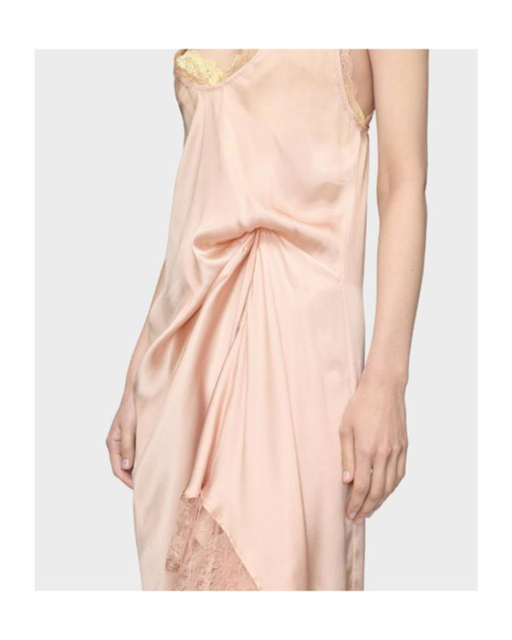 Maison Margiela Pink Lace Trim Silk Satin Midi Dress