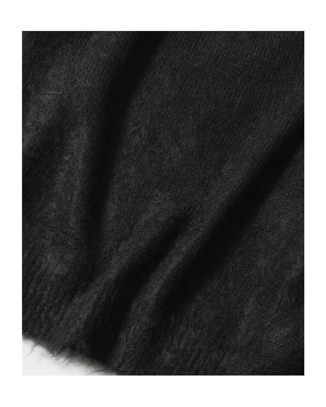 Auralee Black Long-Sleeve Polo-Collar Sweater for men