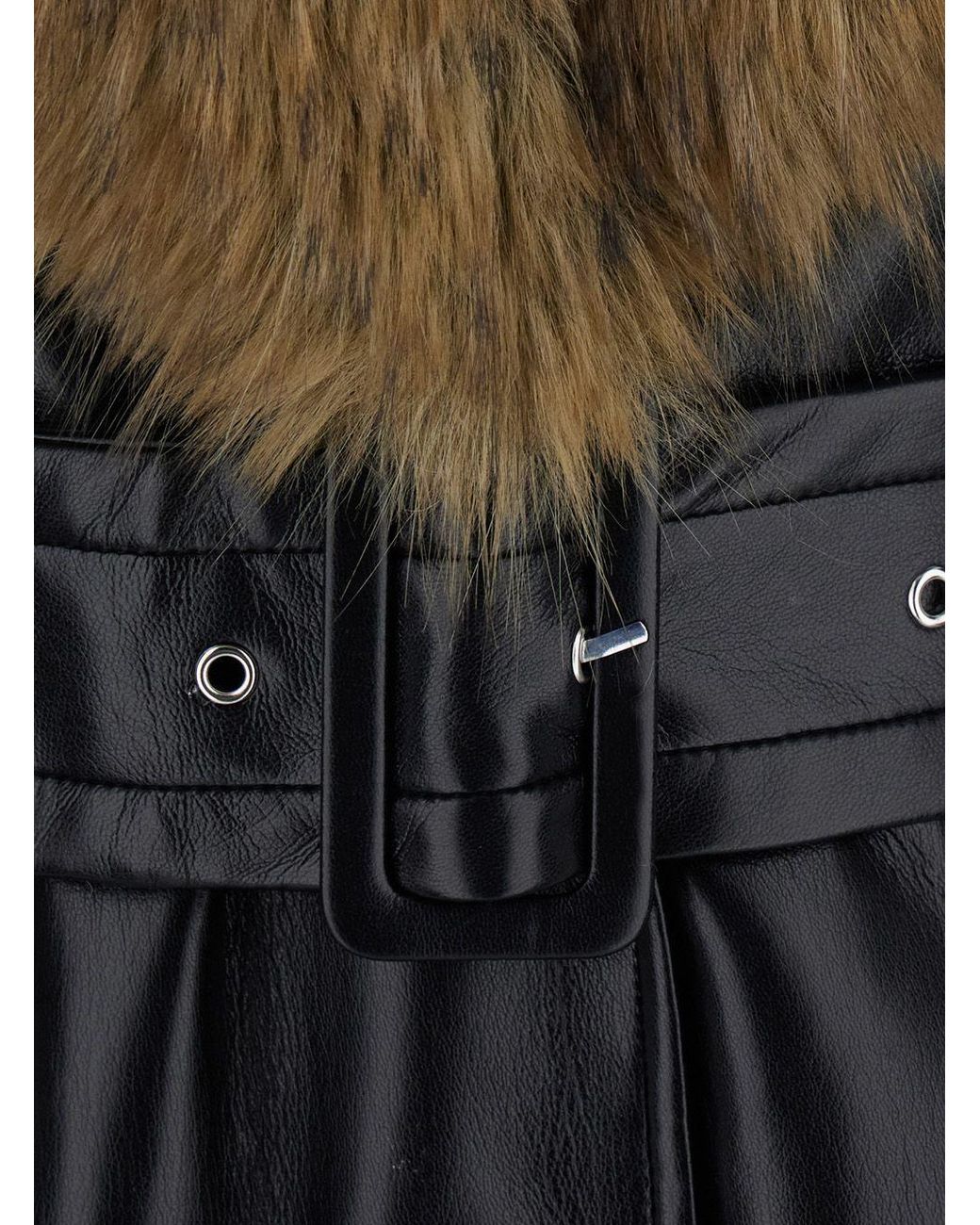 Stand Studio Black Star Belted Trimmed Coat