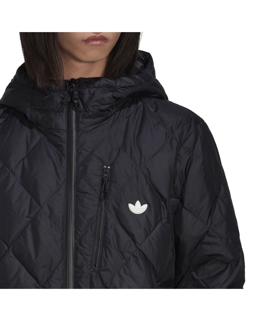 Adidas Originals Blue Diamond-Quilted Hooded Cotton Jacket for men