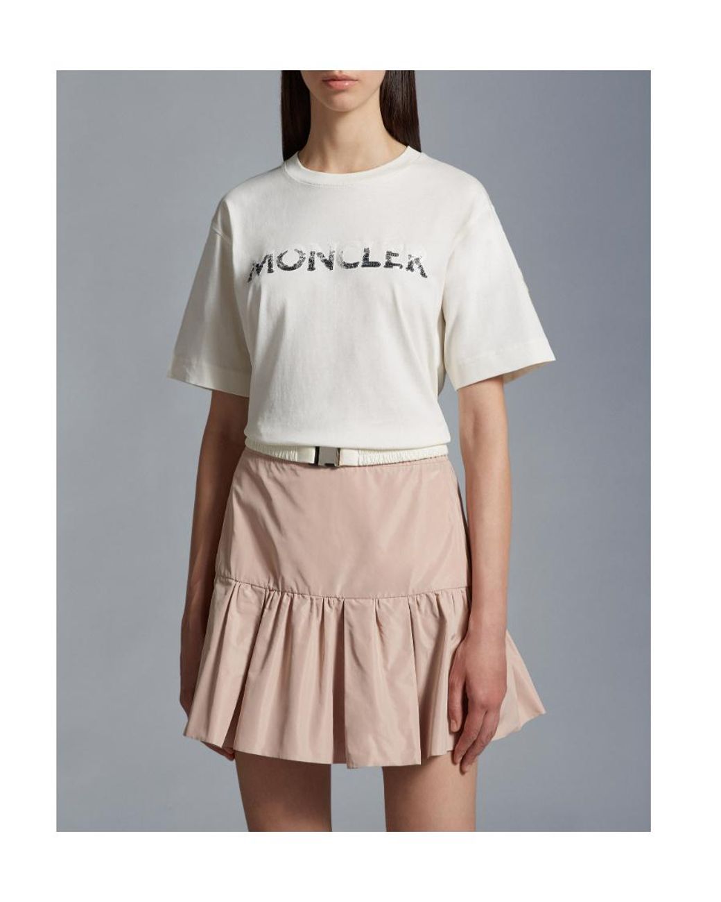 Moncler White Logo Embellished Crewneck T-Shirt