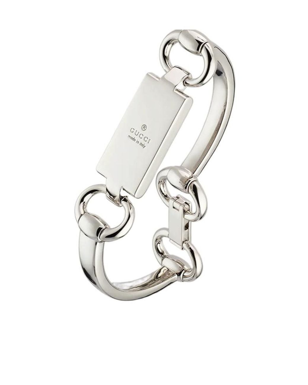 Gucci White Horsebit Motif Bangle Bracelet for men