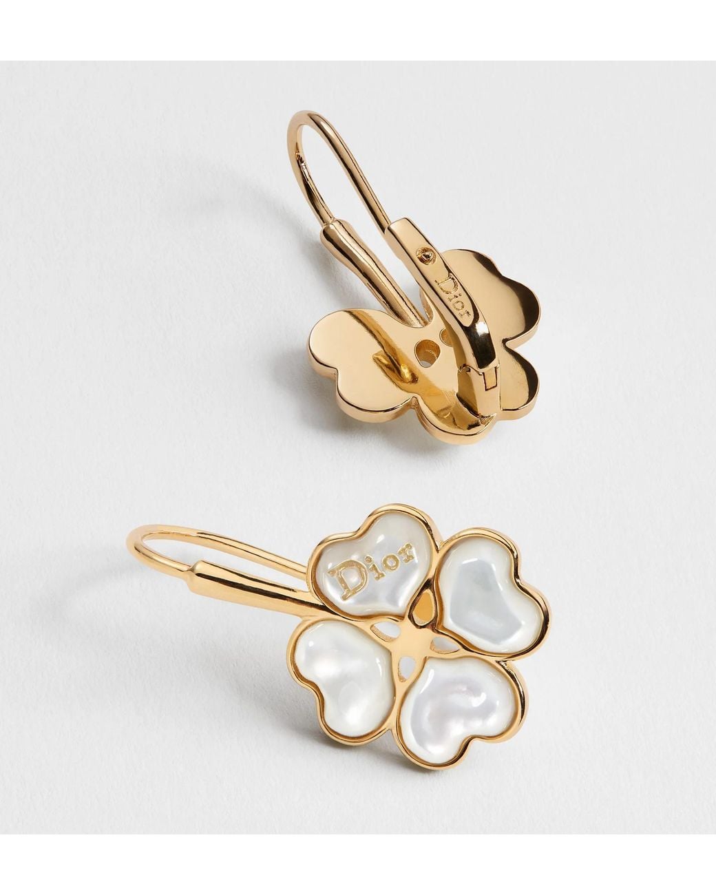 Dior Metallic Sparkling Clover Earrings