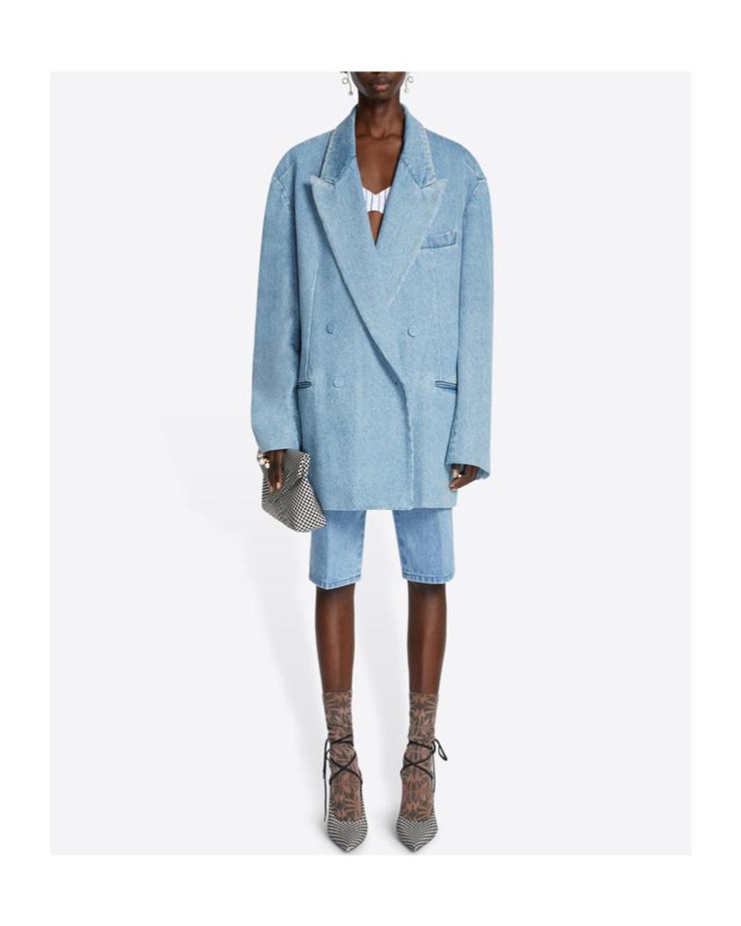 Dries Van Noten Blue Double-Breasted Straight Hem Denim Blazer