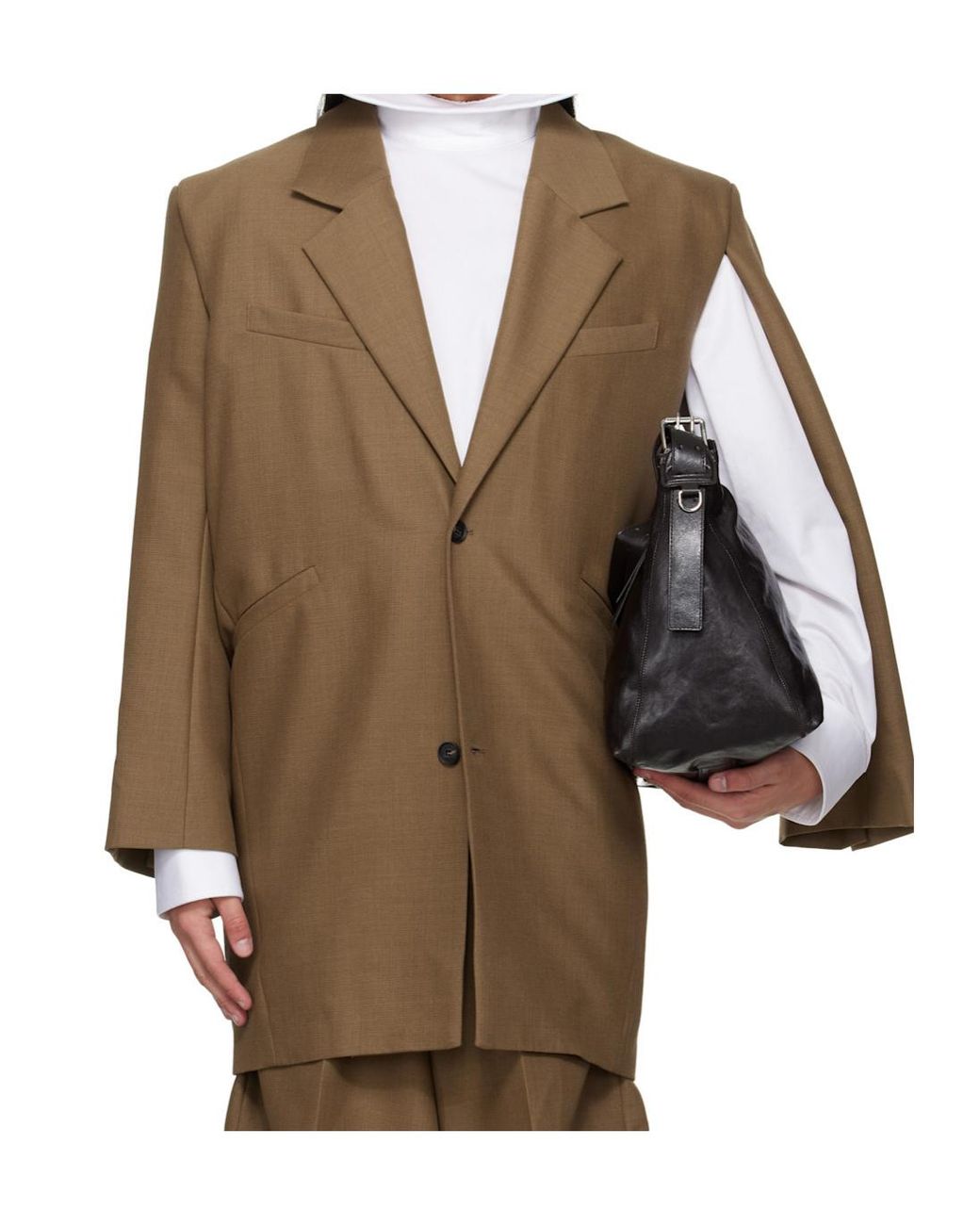 Egonlab Brown Curved Vent Long-Sleeved Blazer for men