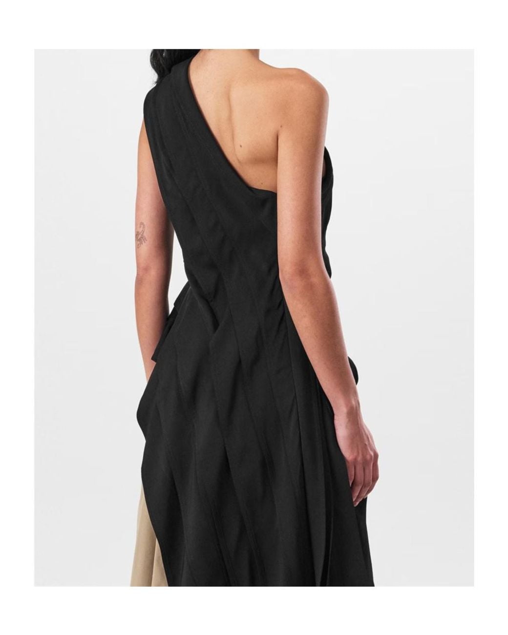 Bottega Veneta Black Asymmetrical Pleated Cover-Up