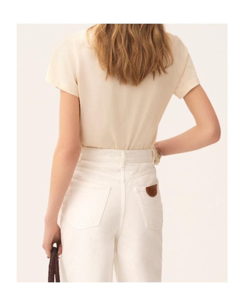 Chloé Natural Chloé Logo Printed Crewneck T-Shirt