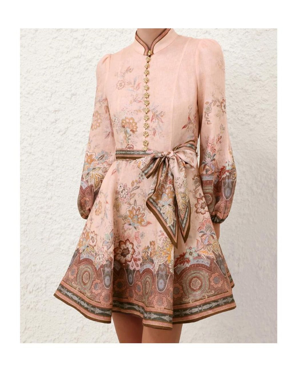 Zimmermann Pink Alchemy Buttoned Mini Dress
