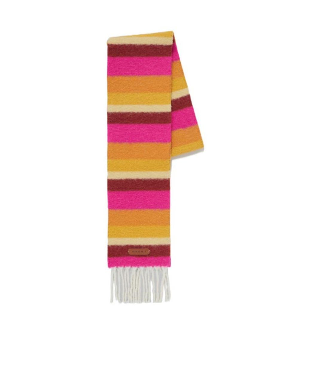 Marni White Striped Knit Scarf