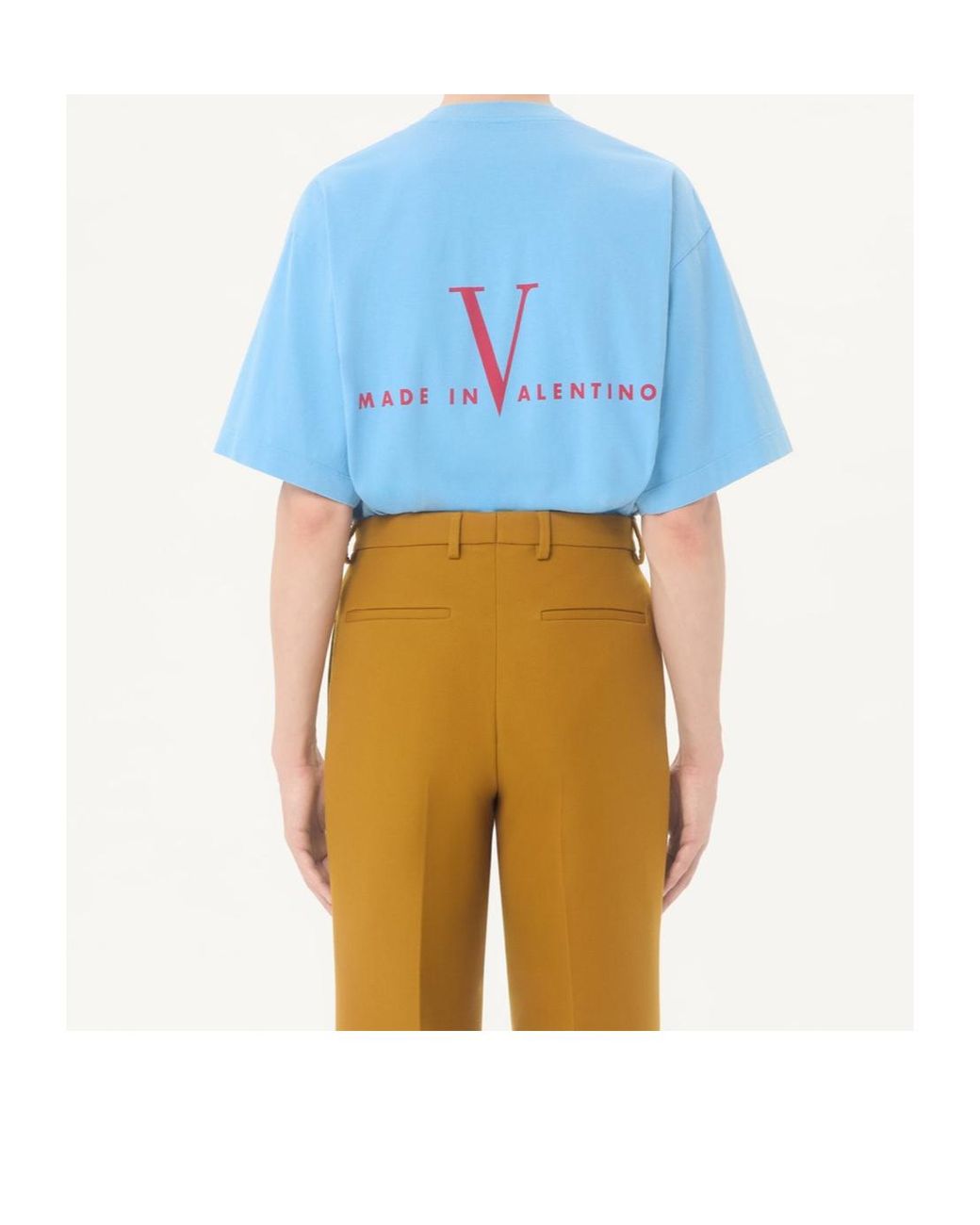 Valentino Blue Printed Oversized Crewneck T-Shirt for men