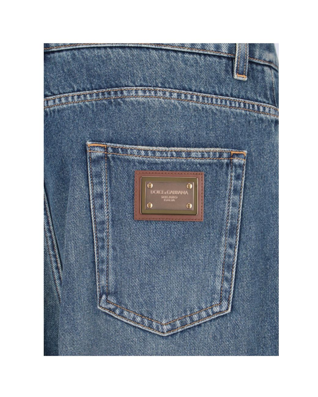 Dolce & Gabbana Blue Logo Plaque Straight Leg Jeans for men