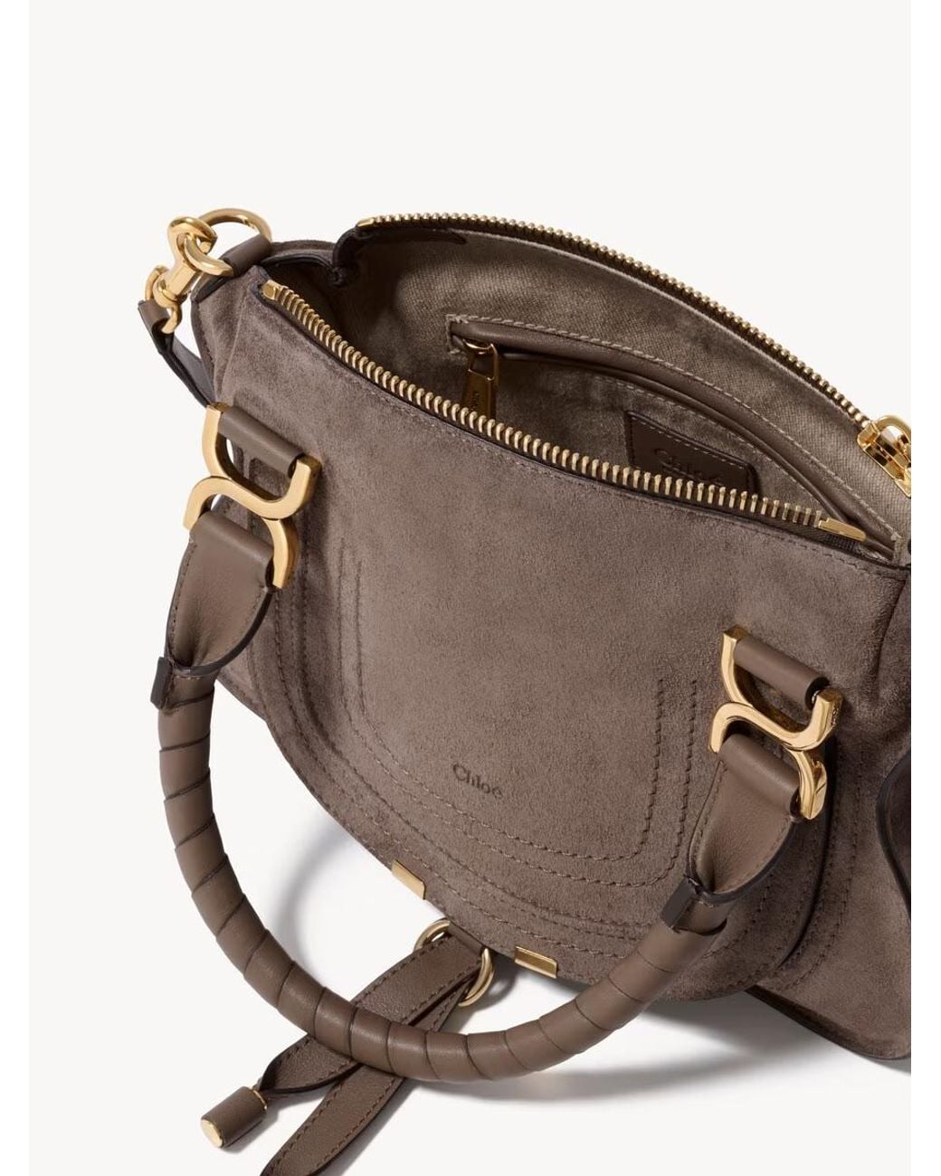 Chloé Brown Chloé Marcie Small Suede Shoulder Bag