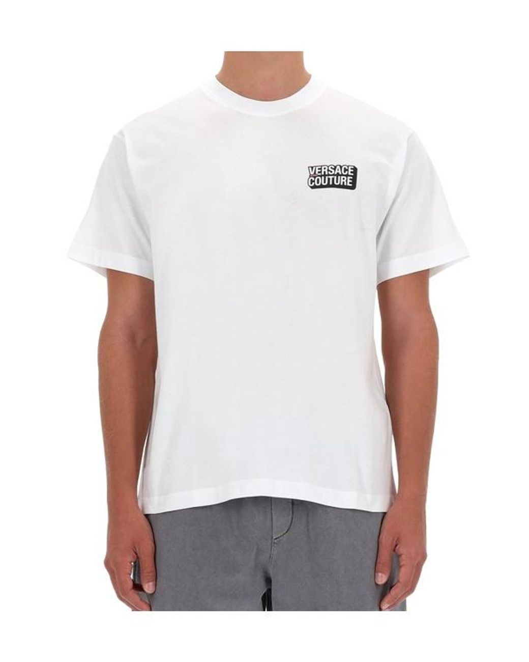 Versace White Jeans Couture Logo Patch T-Shirt for men