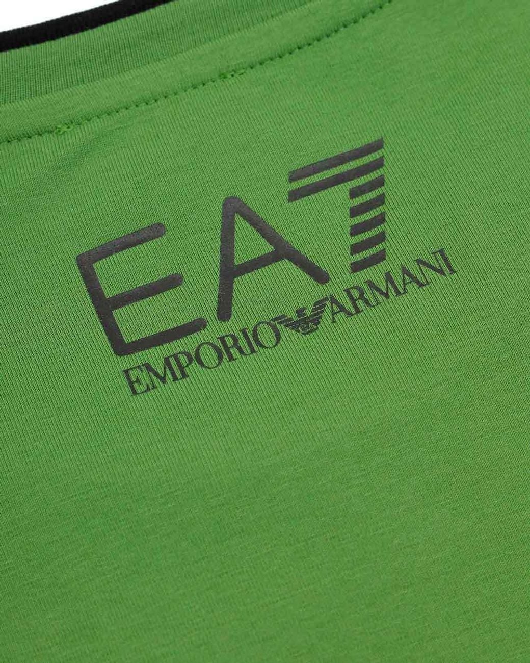 EA7 Green Logo T-Shirt With Round Neck for men