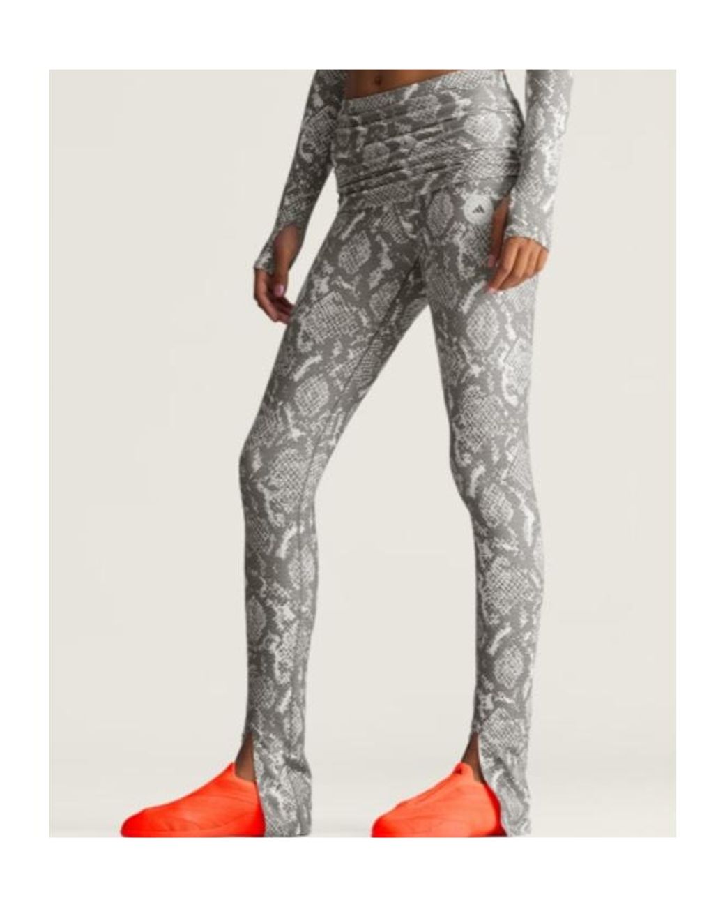 Adidas By Stella McCartney Gray Printed Training Rolltop Splitcuff Leggings