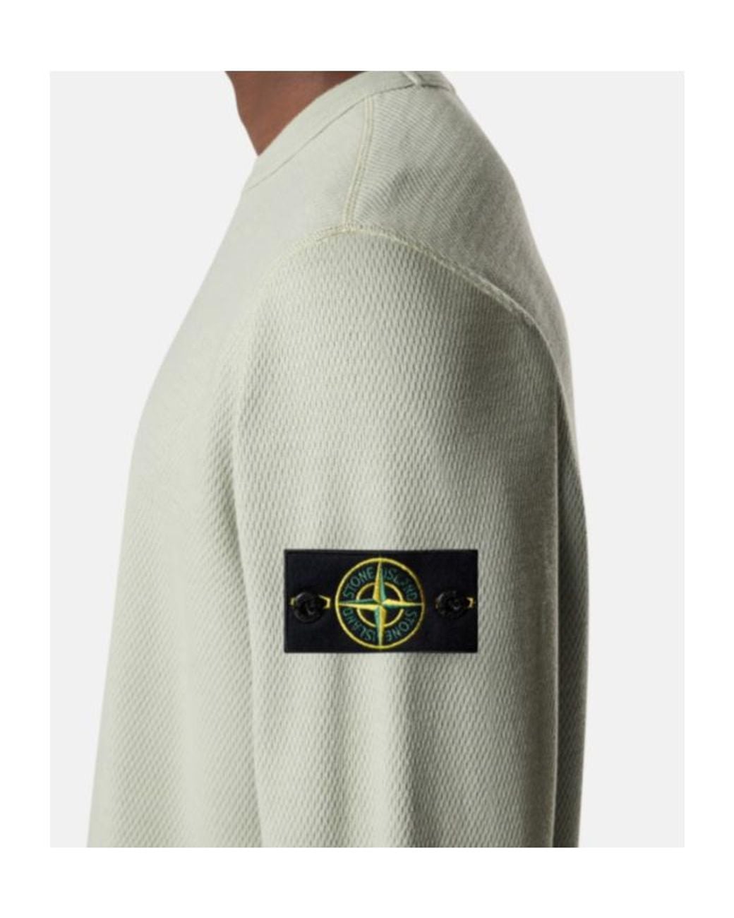 Stone Island Green Logo Patch Crewneck Sweatshirt for men