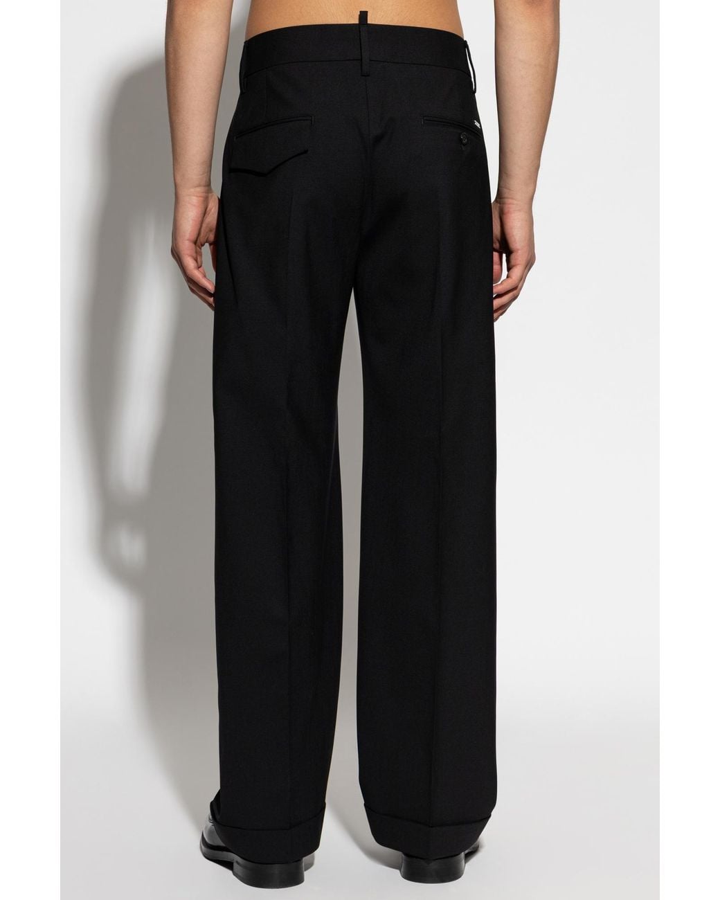 DSquared² Black Turn-Up Hem Trousers for men