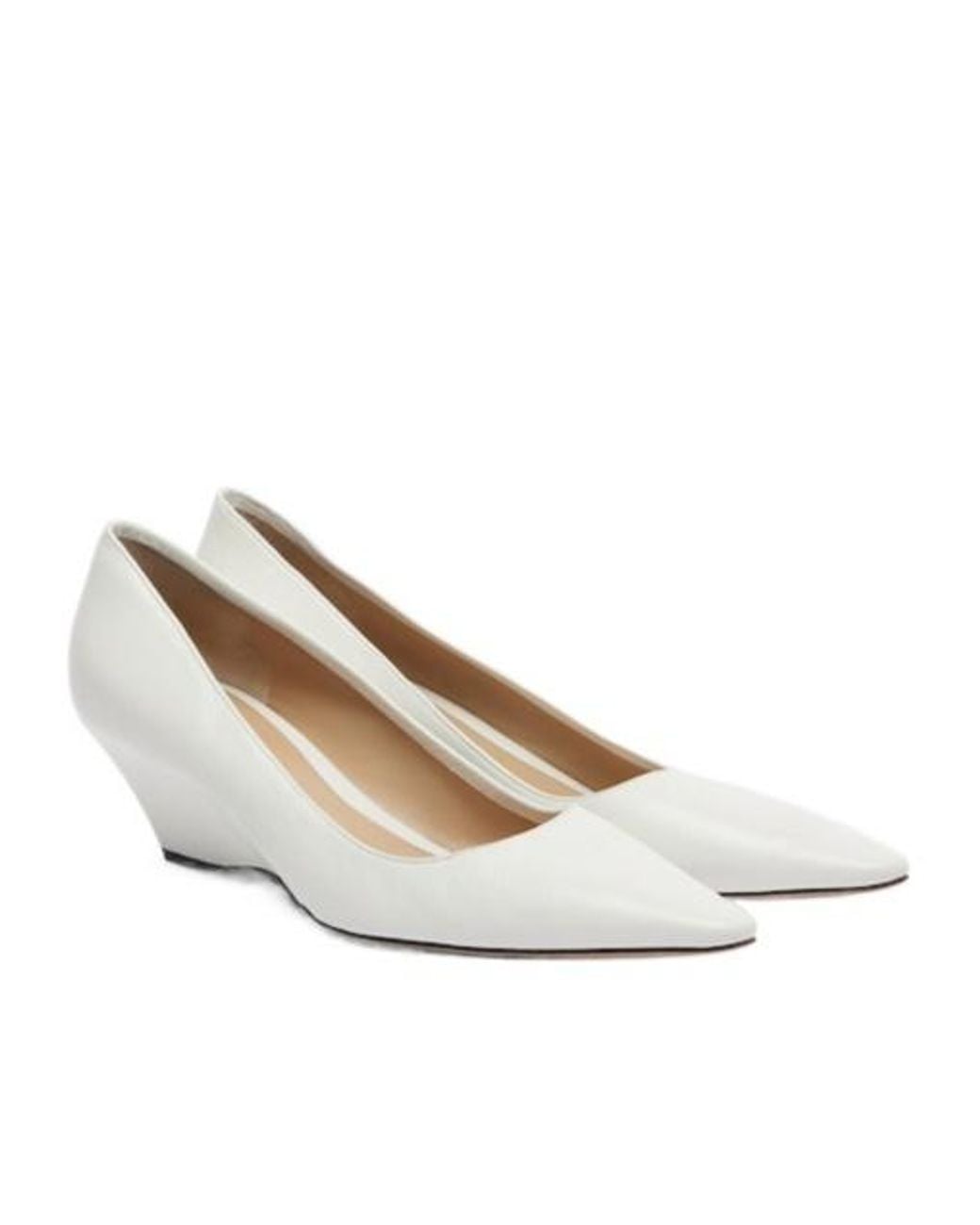 The Row White Liisa Leather Wedges