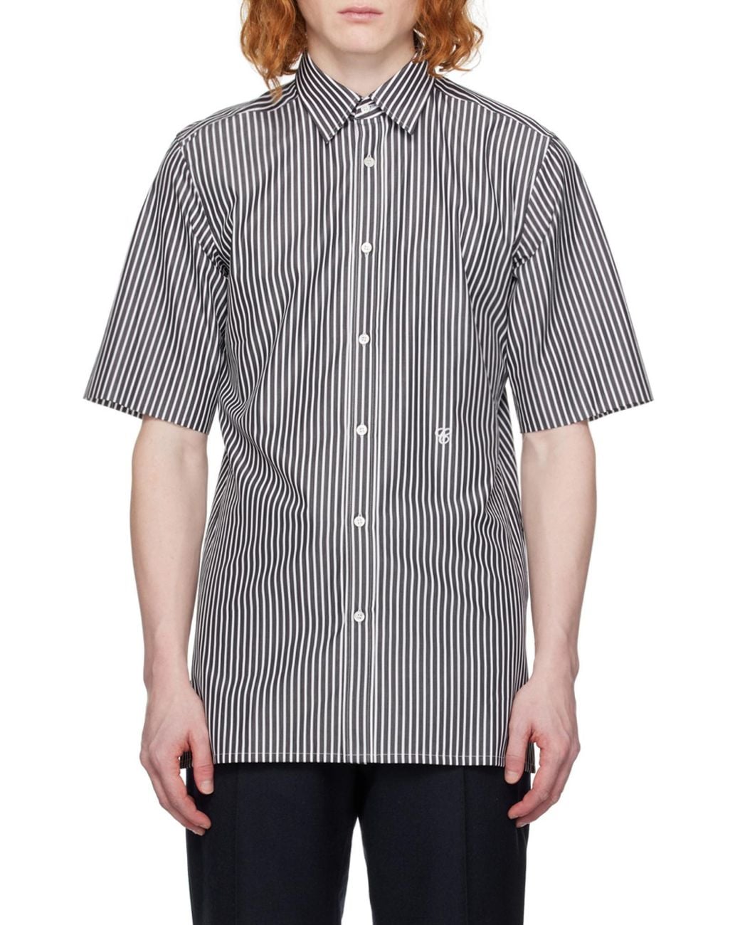 Maison Margiela Gray C-Striped Short-Sleeved Shirt for men