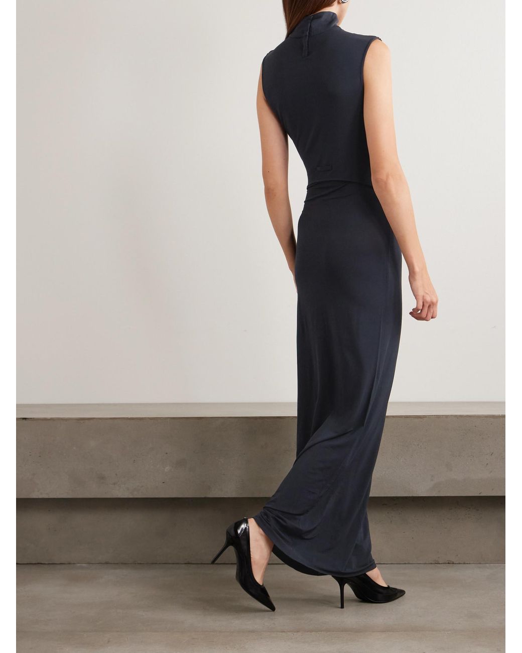 Jean Paul Gaultier Blue Draped Stretch-Jersey Maxi Dress