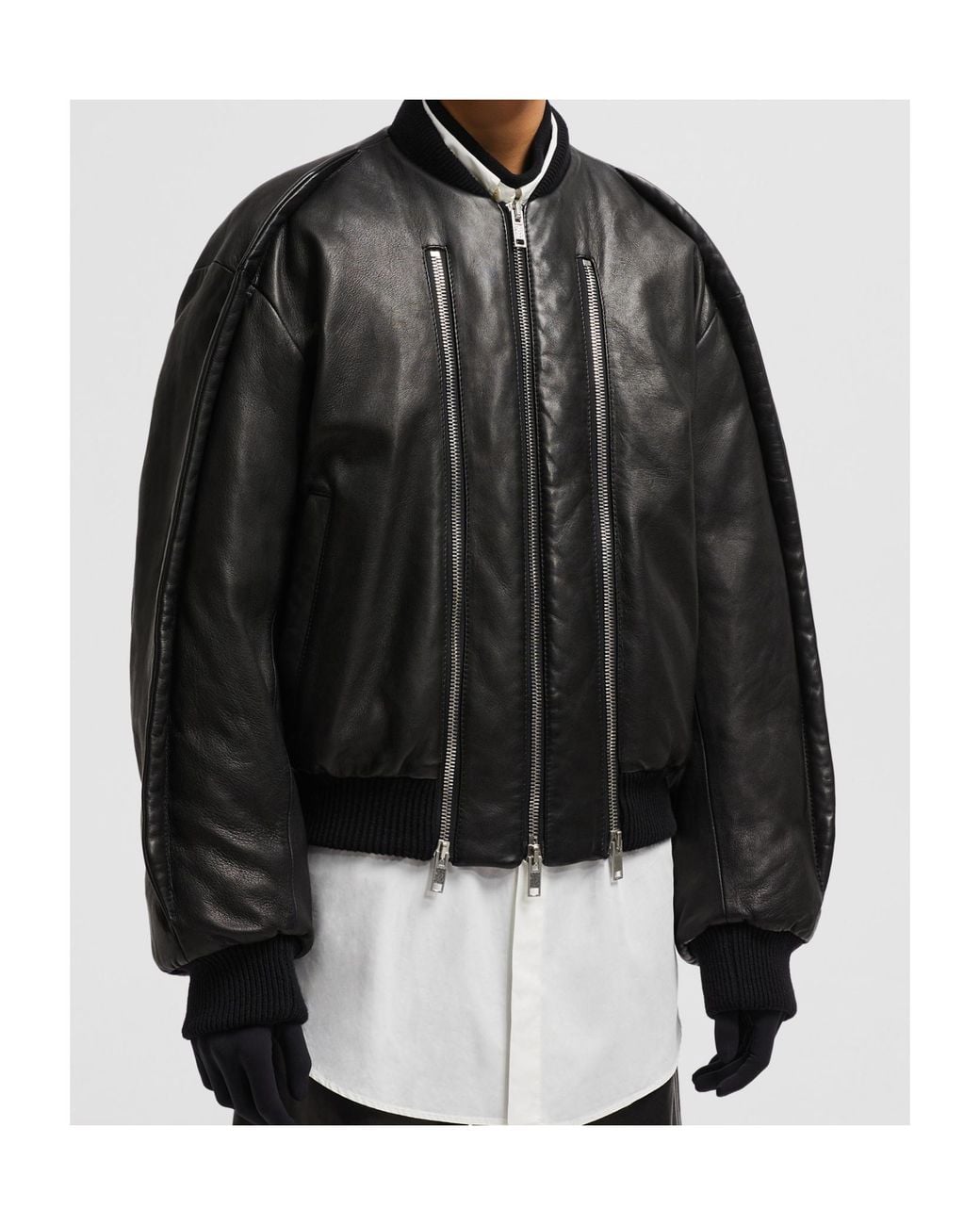 Moncler Black X Willow Smith Leather Bomber Jacket