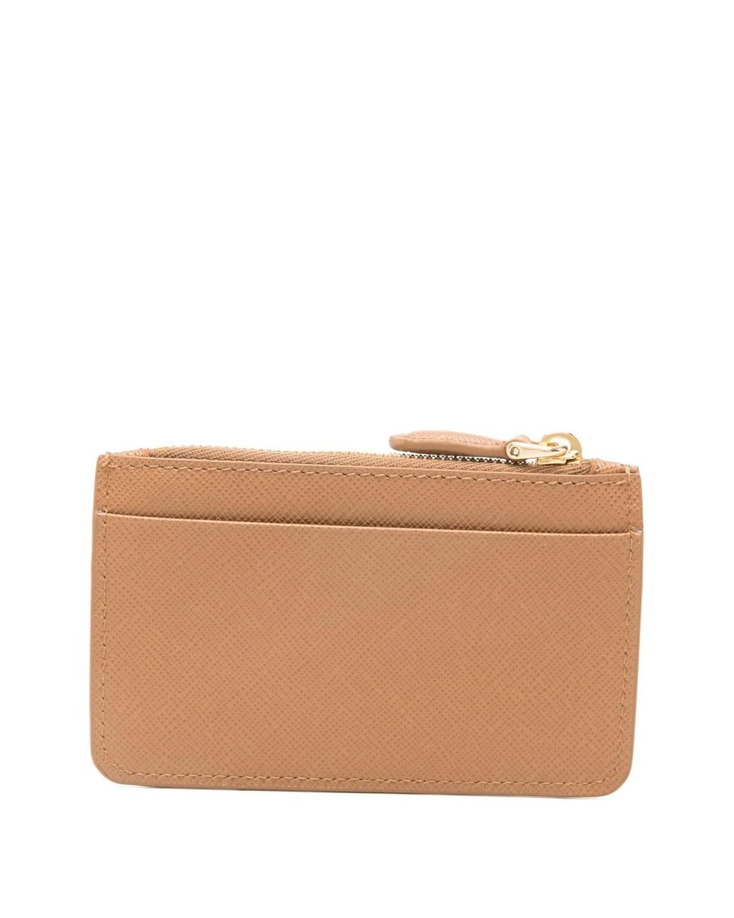 Prada Natural Saffiano And Smooth Leather Card Holder