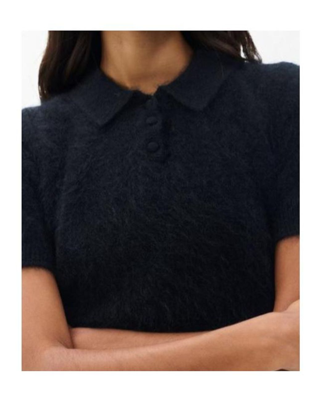 Rag & Bone Black Jada Brushed Cashmere Polo