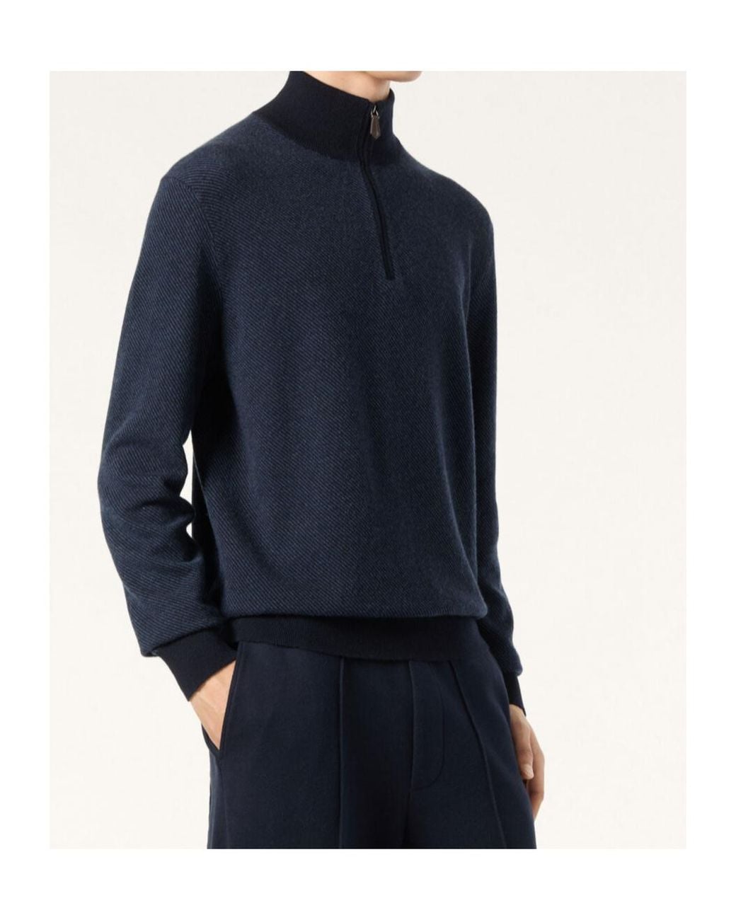 Loro Piana Blue Roadster Half-Zipped Sweater for men