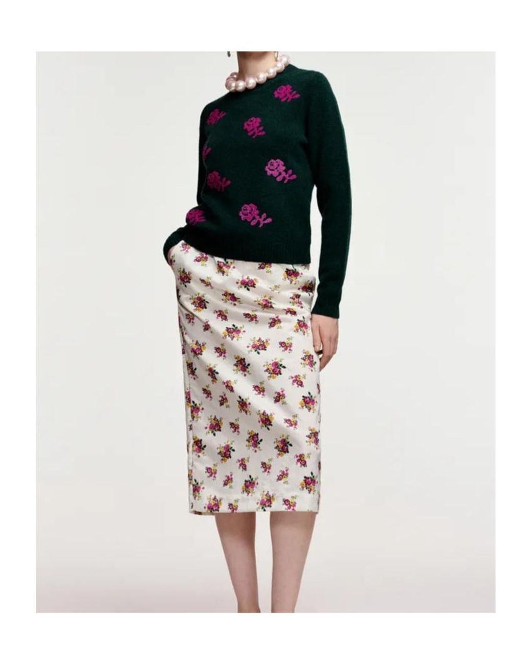 Essentiel Antwerp Green Korine Embellished Knitted Sweater