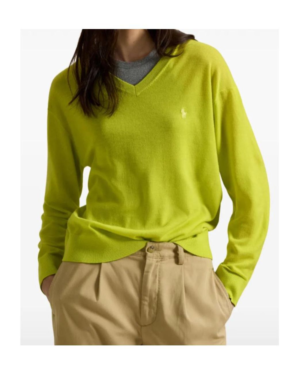 Polo Ralph Lauren Yellow Embroidered Merino Wool Sweater