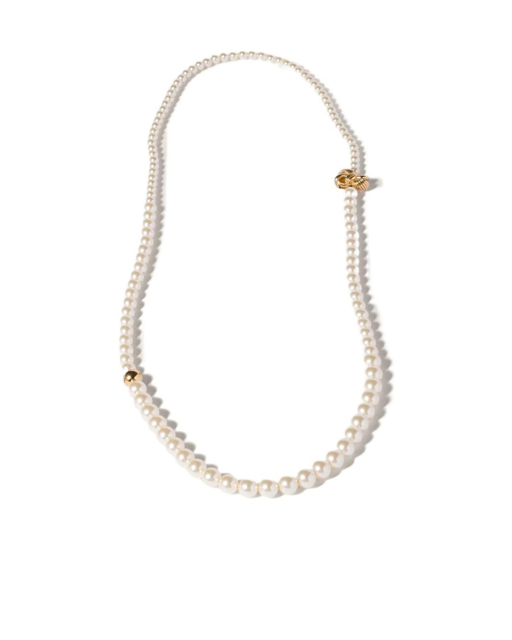 Miu Miu White Metal And Pearl Necklace