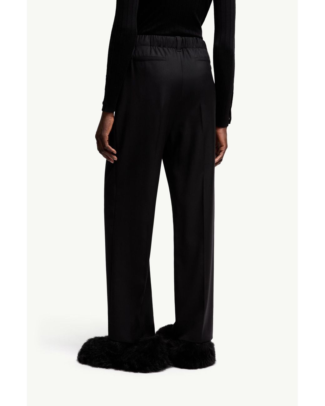 Moncler Black Wool Gabardine Tailored Trousers
