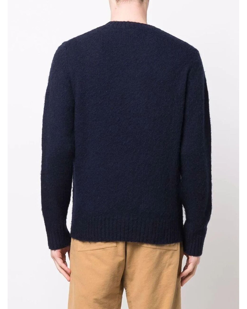 Aspesi Blue Rugged Wool Pullover Sweater for men