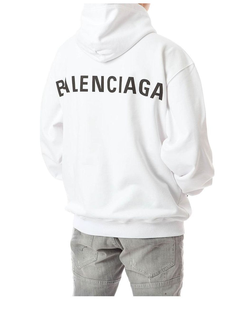 Balenciaga White Felpa Con Cappuccio