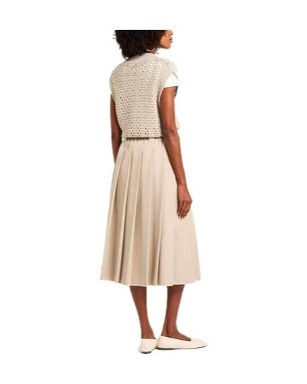 Brunello Cucinelli White Minimalist Vneck Shortsleeve Knit Top