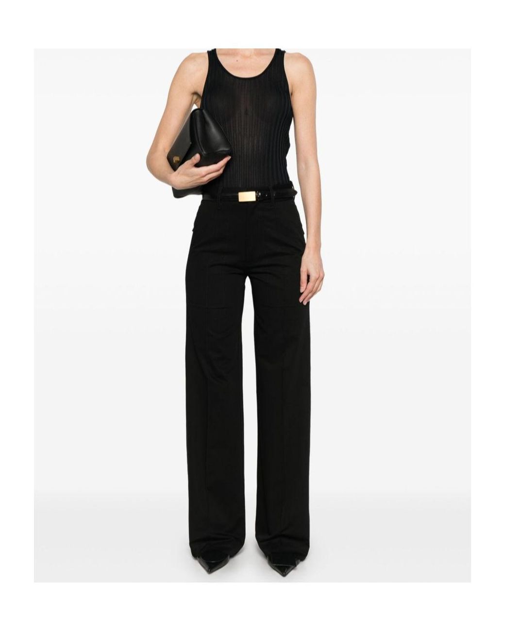 Phoebe Philo Black Raised-Seam Trousers