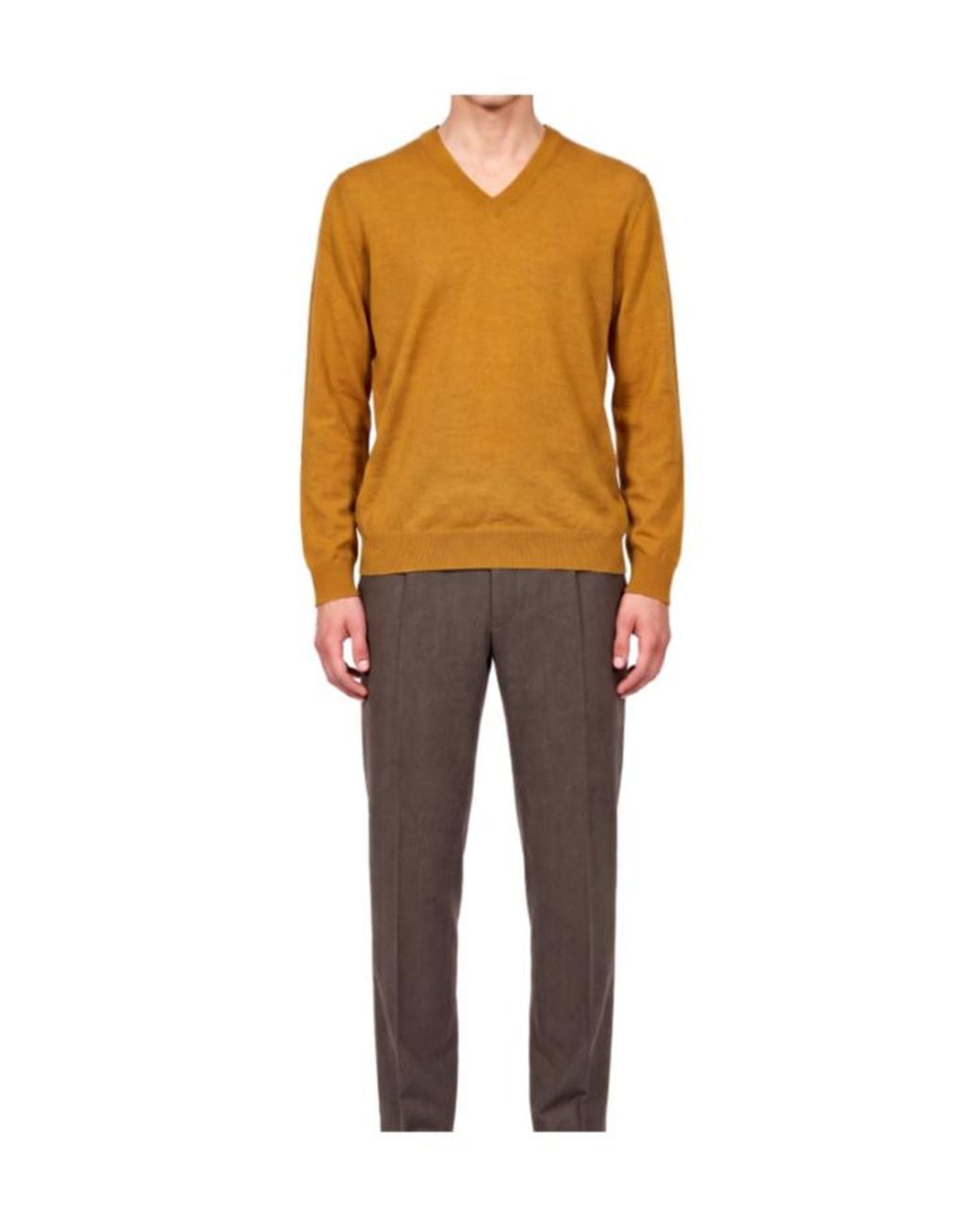 Zegna Orange V-Neck Sweater for men