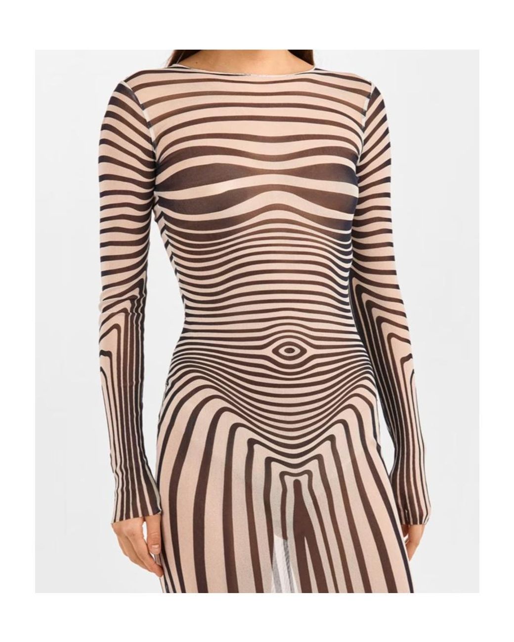 Jean Paul Gaultier Gray Striped Print Dress