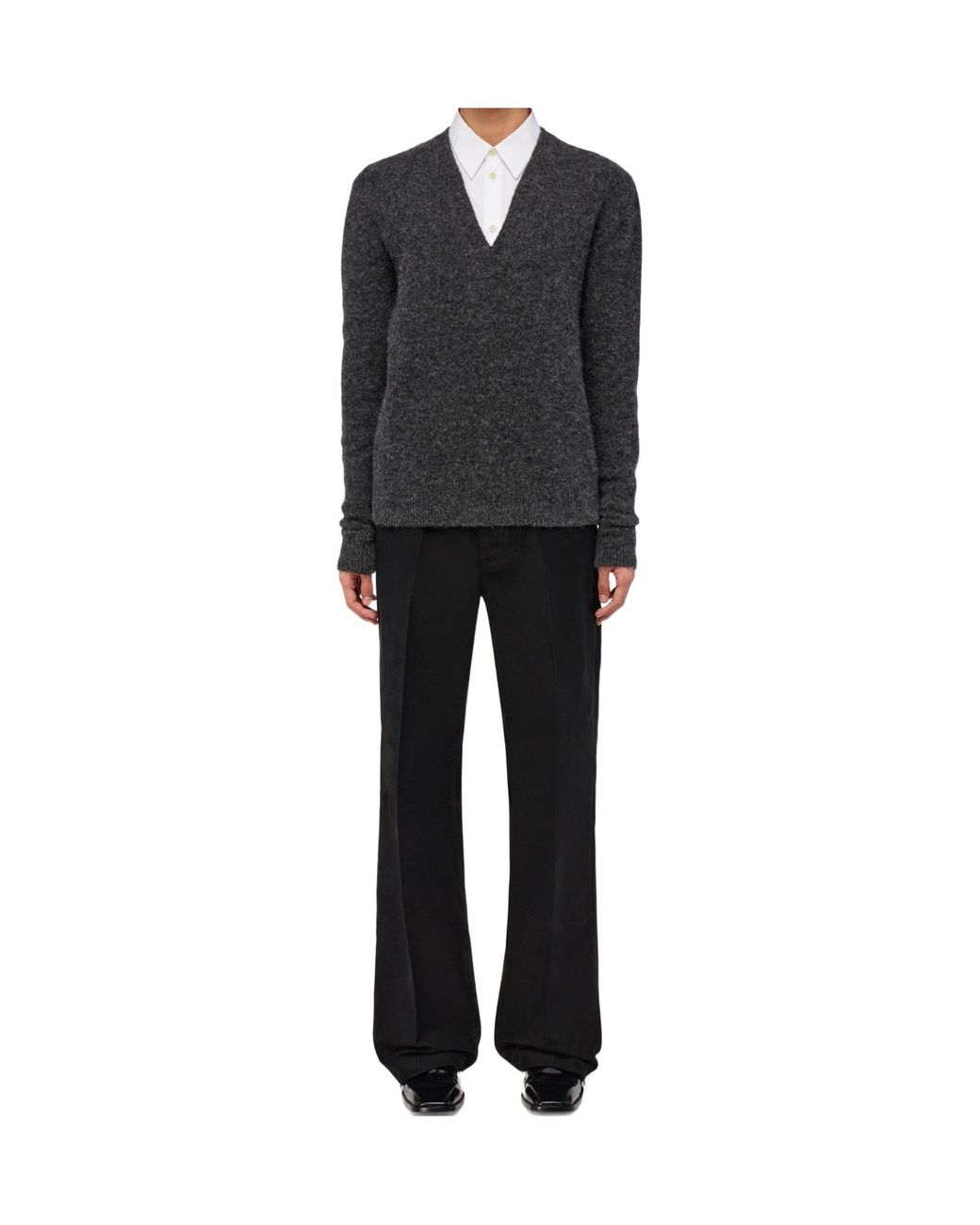 Ferragamo Gray Ferragamo V-Neck Jumper for men