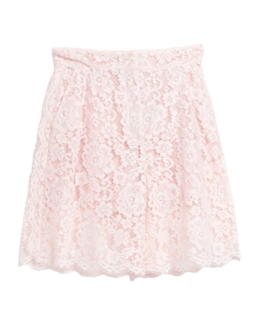 Dolce & Gabbana Pink Solid Color Lace Shorts