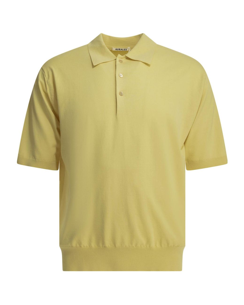 Auralee Yellow Short-Sleeve Polo Shirt for men