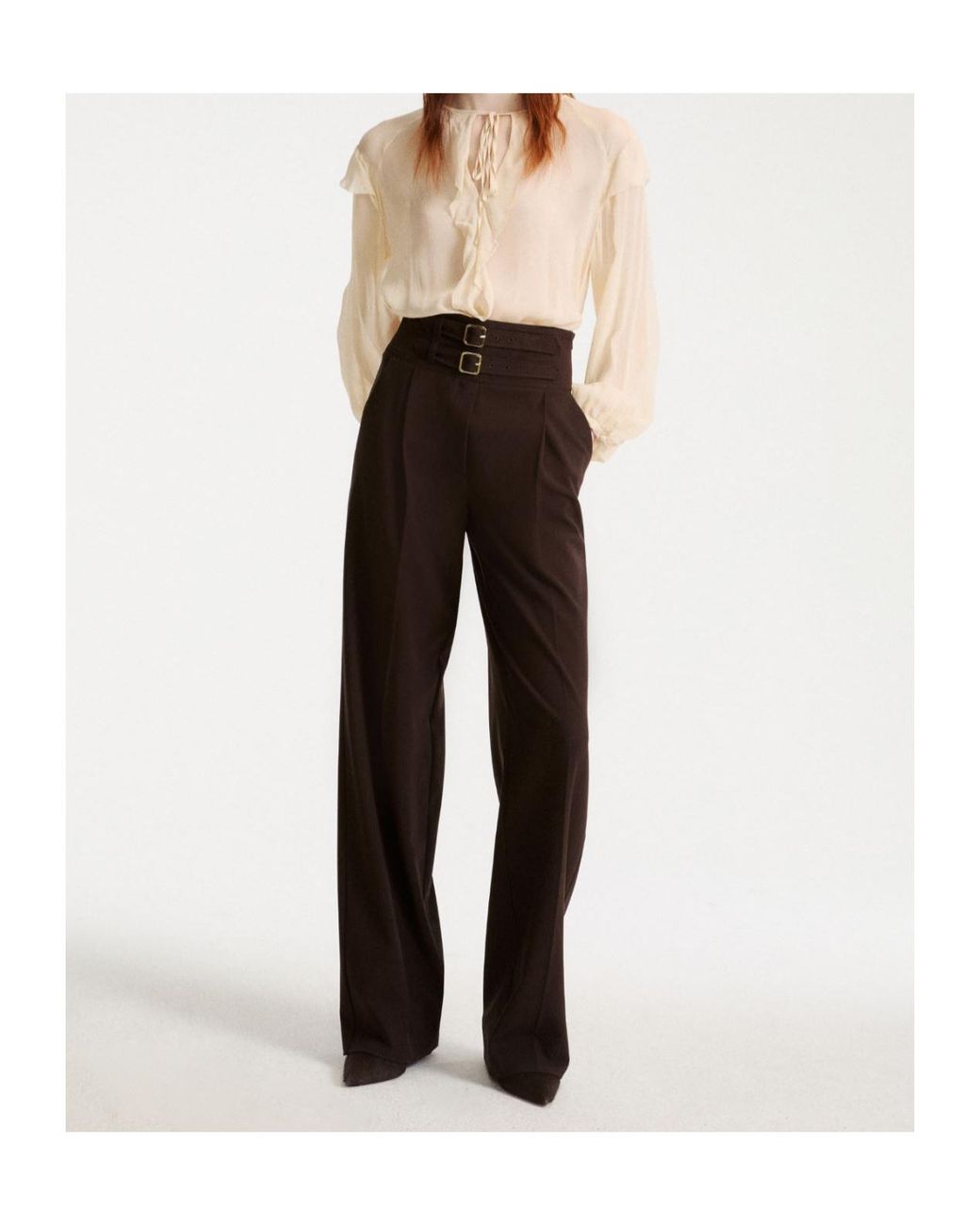 Marella Brown Maranta High-Waist Wide-Leg Pants