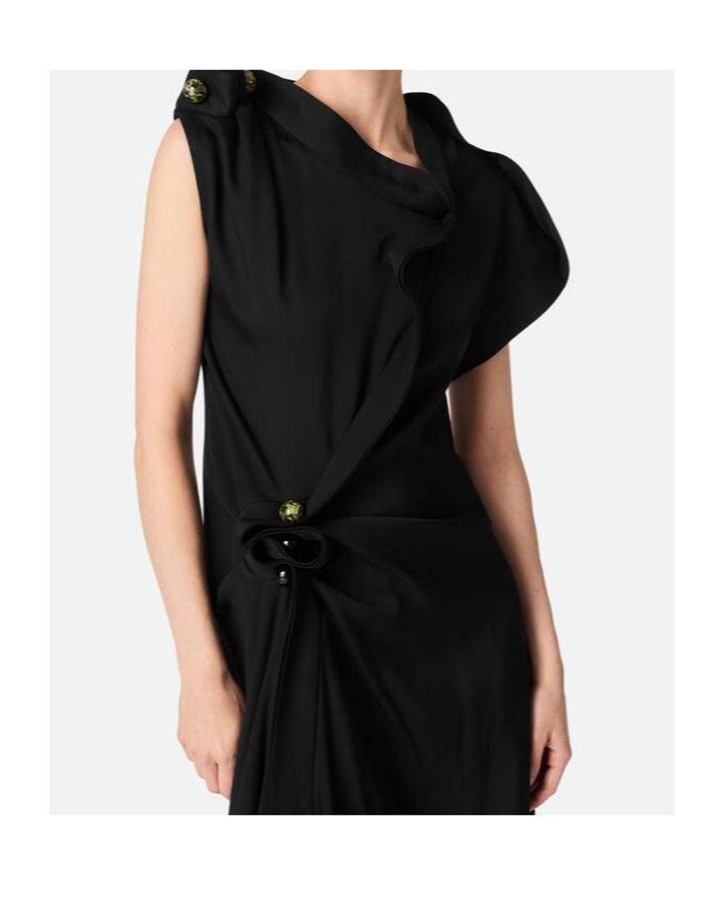 Bottega Veneta Black Fluid Viscose Piercing Dress